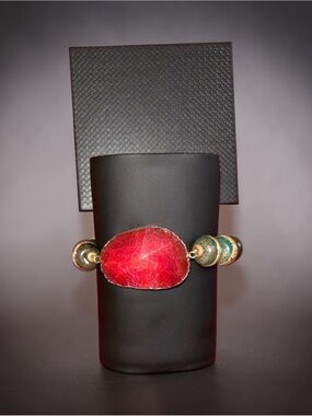Red Agate Statement Bracelet - Women's Jewelry